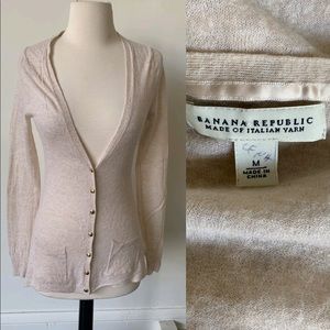 Banana Republic Italian Knit Beige Cardigan With Gold Buttons Size Medium
